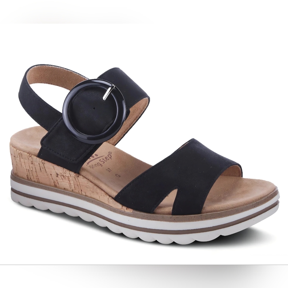 Spring Step Loriya Platform Sandals, In Box. EUC. Black With Black Buckle, Sz 36